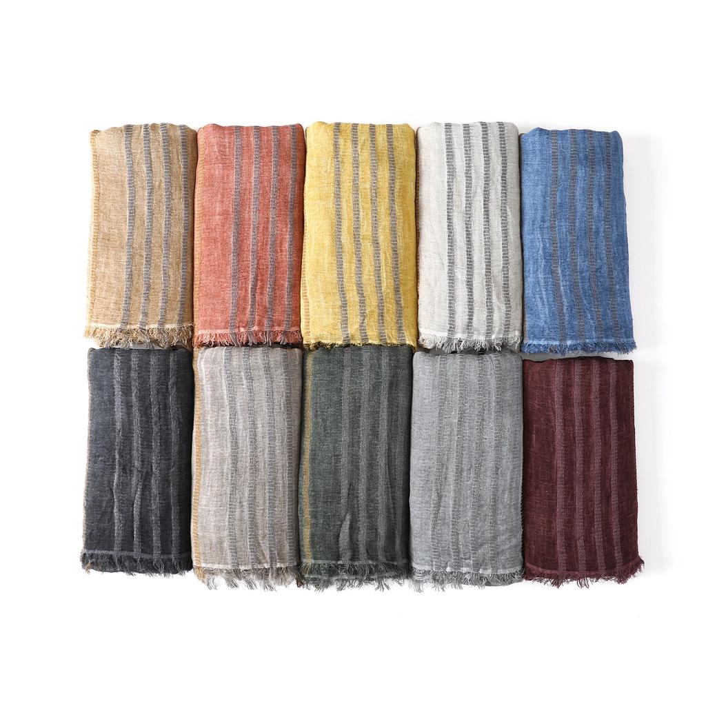 Fashion Striped Cotton Linen Scarf for Men
