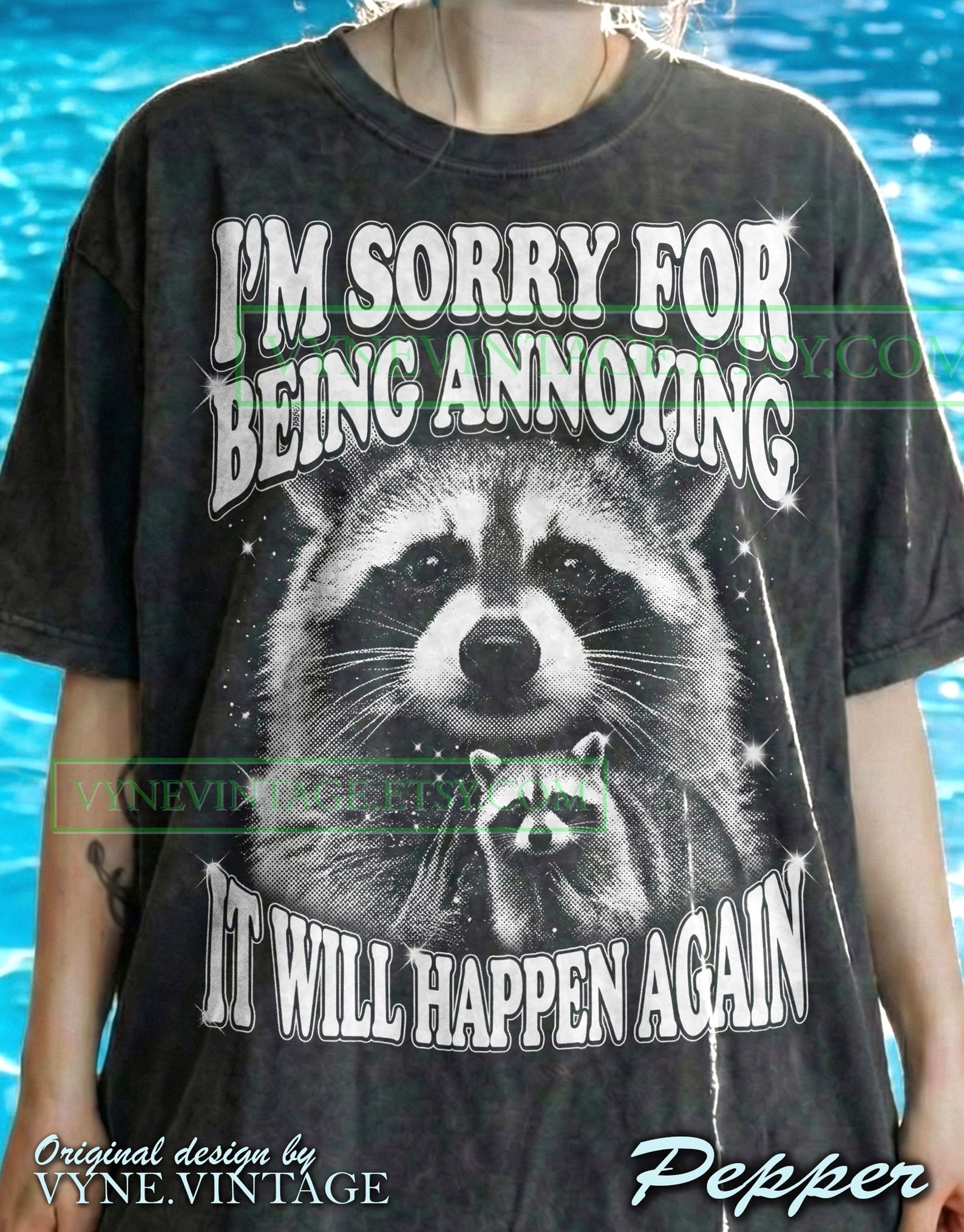 Sorry For Being Annoying Raccoon Comfort Colors® Tshirt, 90S Bootleg Tees, Funny Trash Panda Sweater, Y2K Streetwear Tanktop, Graphic 2XL