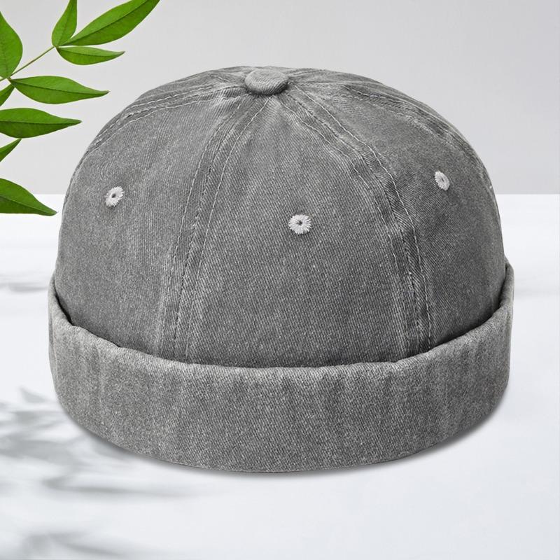 Washed denim melon fur hat embroidery street light board landlord hat personality fashion retro outdoor tide