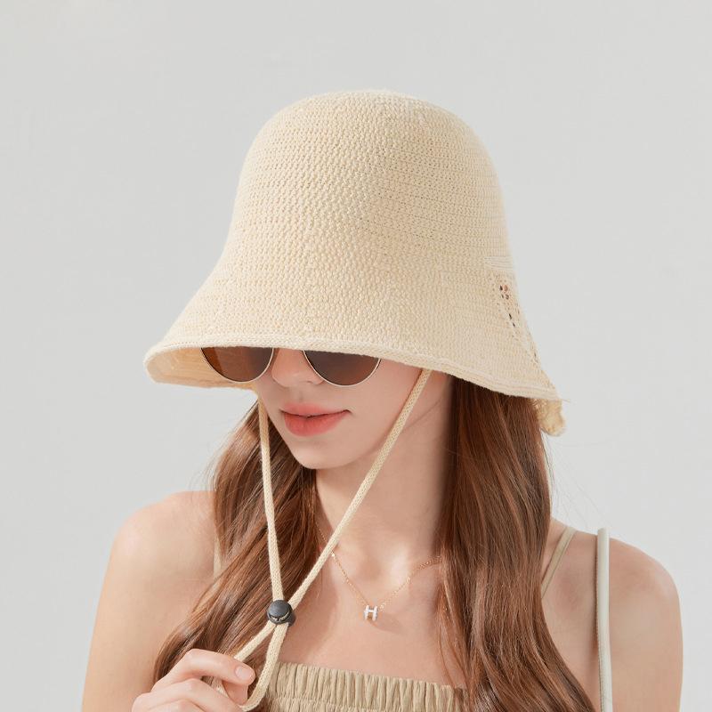 Summer Outdoor Sunshade Hat Women's Breathable Fisherman Hat Knitted Bucket Hat