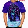 Cool Fashion Animal Tiger 3d Print T-Shirt Casual Round Neck Short Sleeved Men's T-shirts