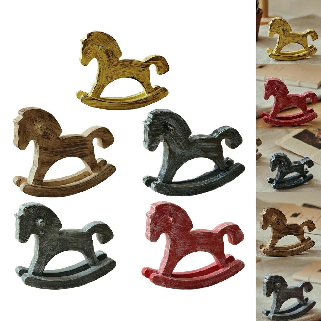 Wooden Rocking Horse Christmas Decor Birthday Gift Centerpiece Souvenir Collection Small