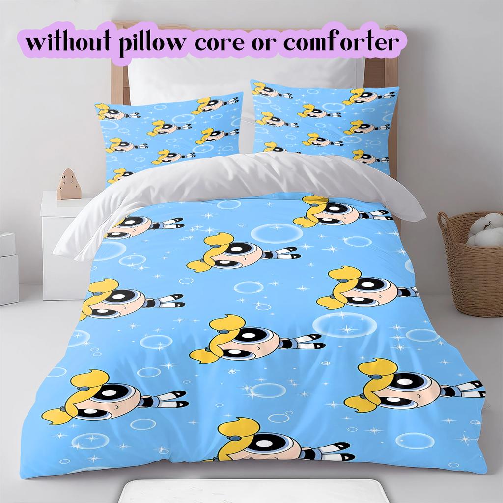 Cartoon characters Pattern Bedding Quilt Set Quilt Cover Pillowcase Home Decoration Birthday Gift (1 * duvet cover + 2 * pillowcase, without core)
