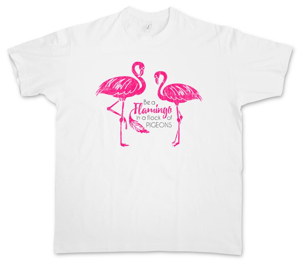 BE A FLAMINGO T-Shirt Herren Damen T-Shirts Oberteil Liebe Prinzessin Flamingos Tierwelt Feen Pink Rosa