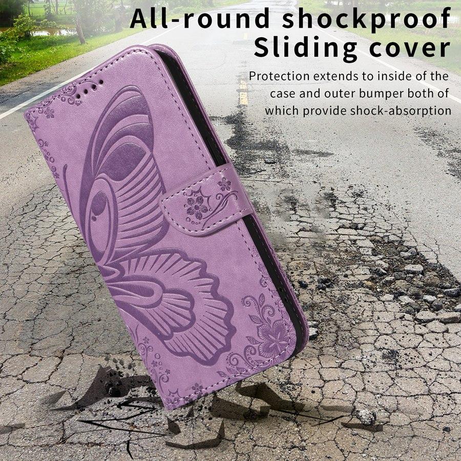 Embossed Butterfly Leather Phone Case for Motorola Moto G15 G35 G55 G75 G85 G24 G34 G54 G32 G73 G13 Edge 50 Card Slots Wallet Case with Strap