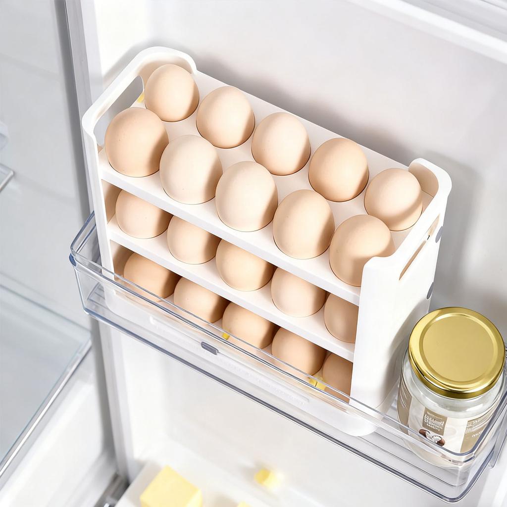 1pc-Egg Storage Box, Refrigerator Side Dedicated Multi-layer Flip Egg Box, Egg Compartment, Freezer Shelf Holder