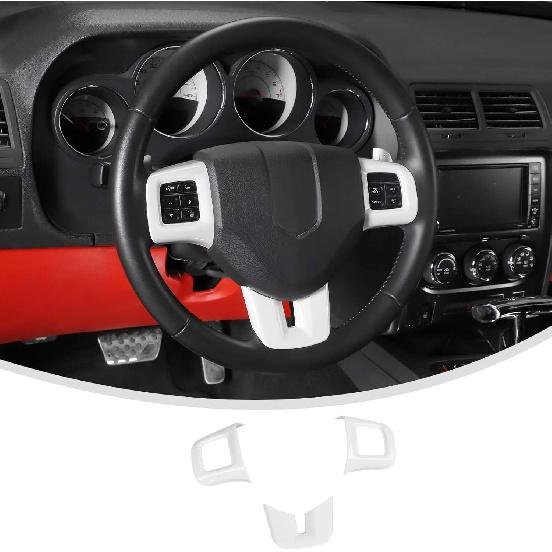 Linskip Steering Wheel Trim Compatible with Dodge Charger/Challenger/Durango/Dart 2009-2014 & Journey 2013-2022, Steering Wheel Cover for Charger