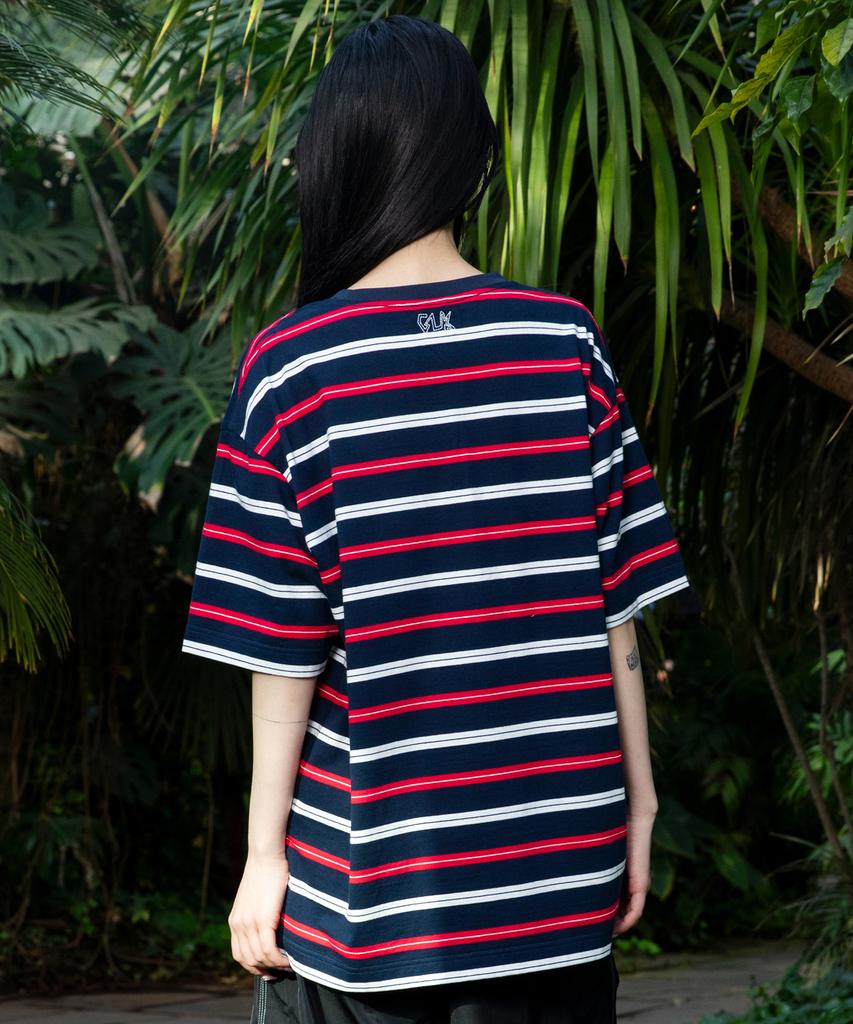 Gluck Gt141 Multi-Stripe Pocket T-Shirt (Navy)