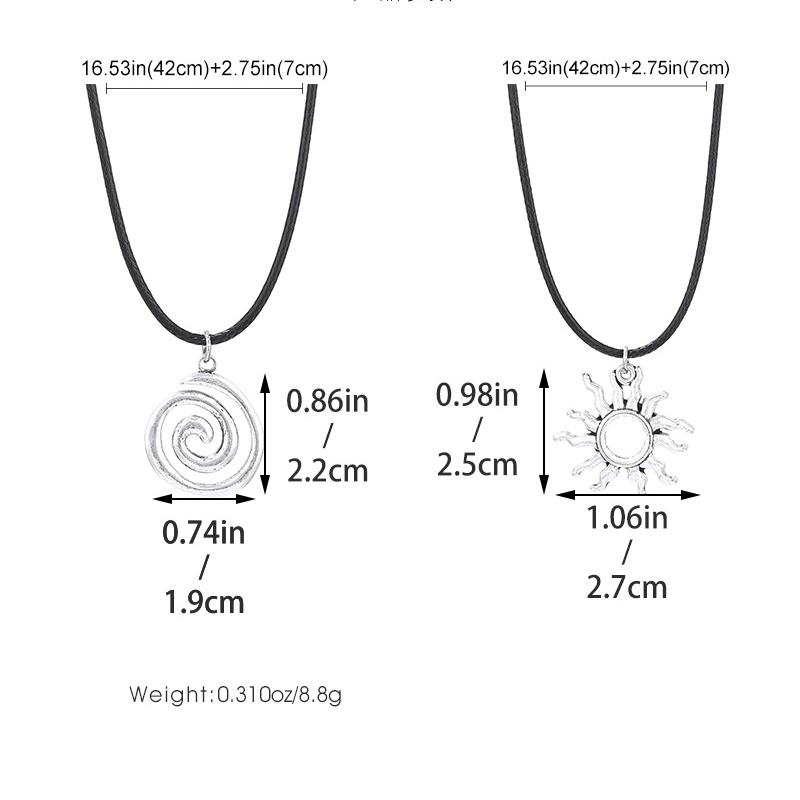 Hip Hop Burning Sun Pendant Leather Rope Necklace Vintage Whirlpool Goth Choker Necklaces For Men Boys