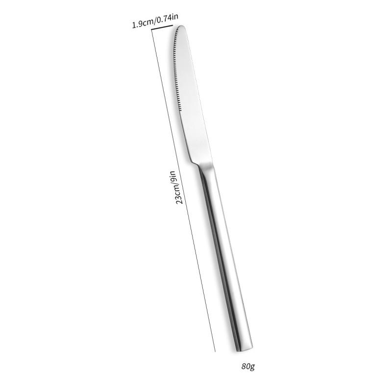 Stainless Steel Flat Handle Cutlery Set Restaurant Hotel Dining Steak Knife Dessert Spoon Fork 5-Piece