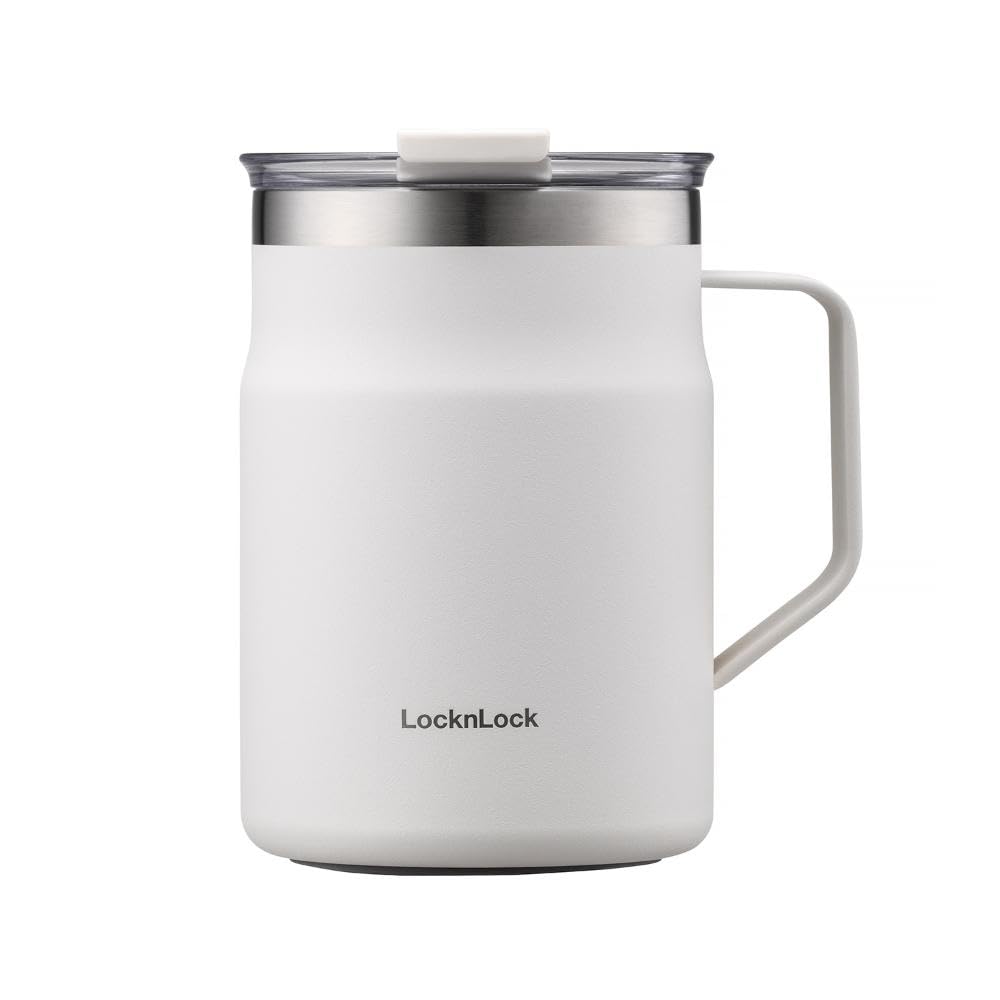 

Bestco Lock Lock Metro Mug with Stainless LHC4219NWHT & Lid, Insulated, Steel, 475ml, White, белый