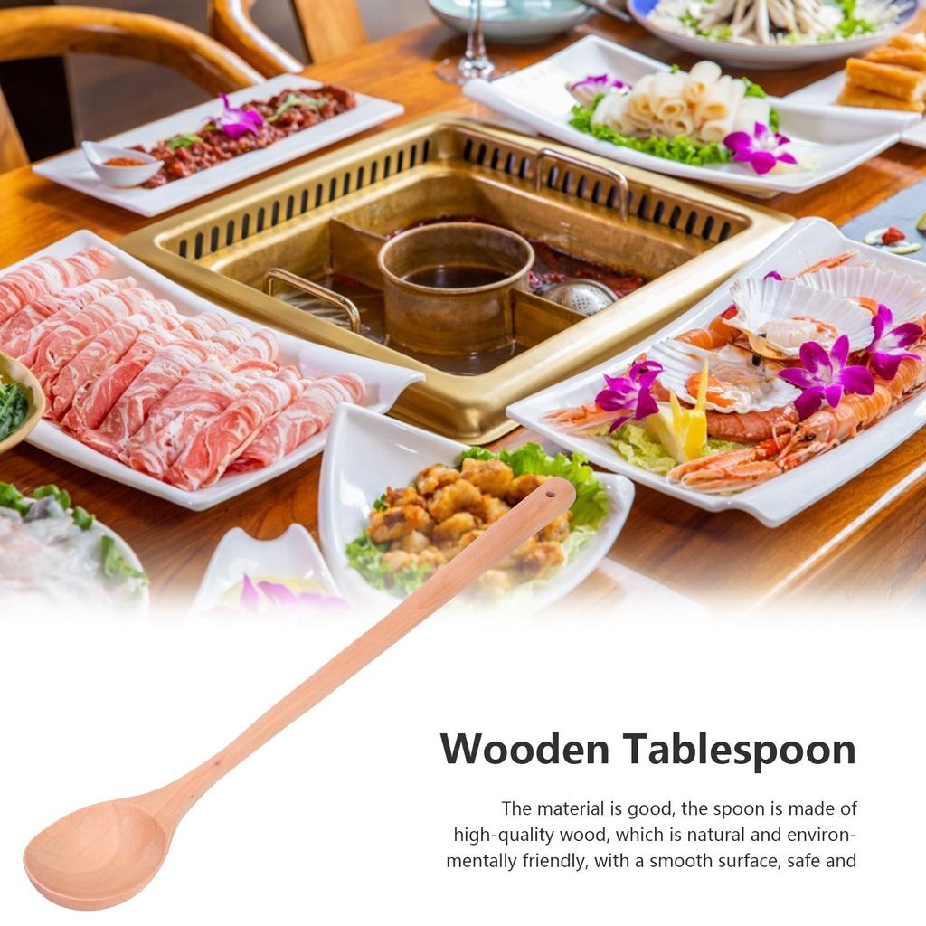 Wooden Spoon   Handle Design Exquisite Texture Wood Serving Spoons for Kitchens and Restaurants