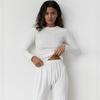European And American Knitted Hollow Love Jacquard Pajamas Two Piece Long-sleeved Trousers Ladies Home Service