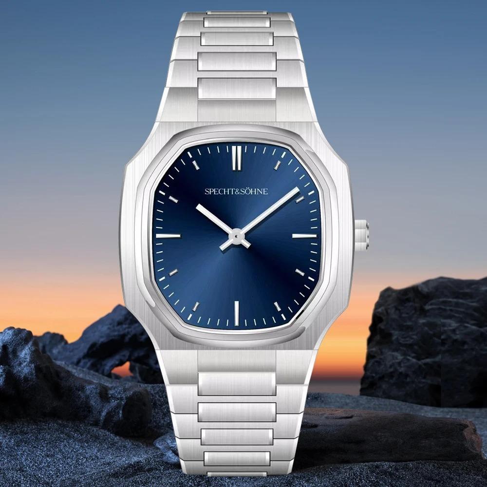 Nuovo Lusso 37MM Specht & Söhne Movimento al Quarzo Orologio da Polso Per Uomo Cristallo di Zaffiro Ultra Sottile Acciaio Inossidabile Orologio Relogio Masculino