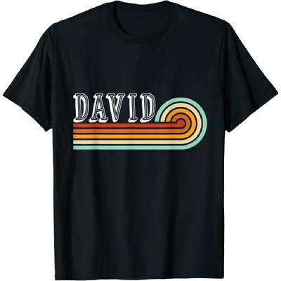 Grafisches T-Shirt Vorname DAVID Retro Sonnenlinien Muster T-Shirt