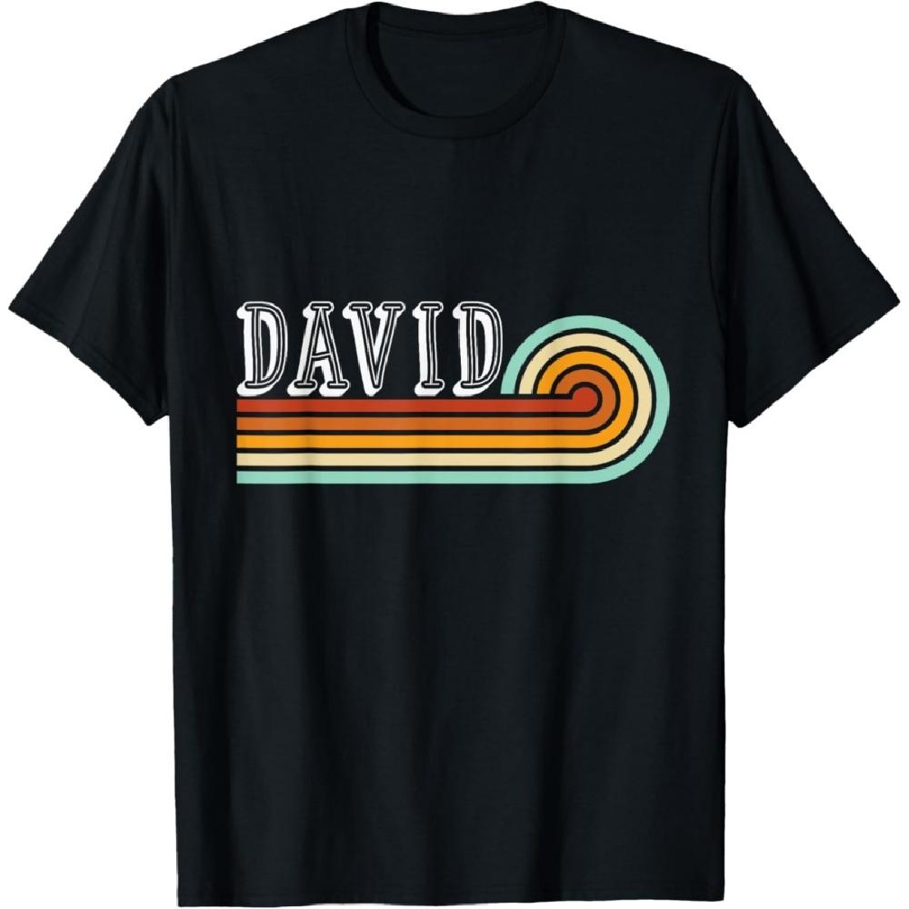 Graphic Tee First Name DAVID Retro Sun Lines Pattern T-Shirt XXXXXL чёрный