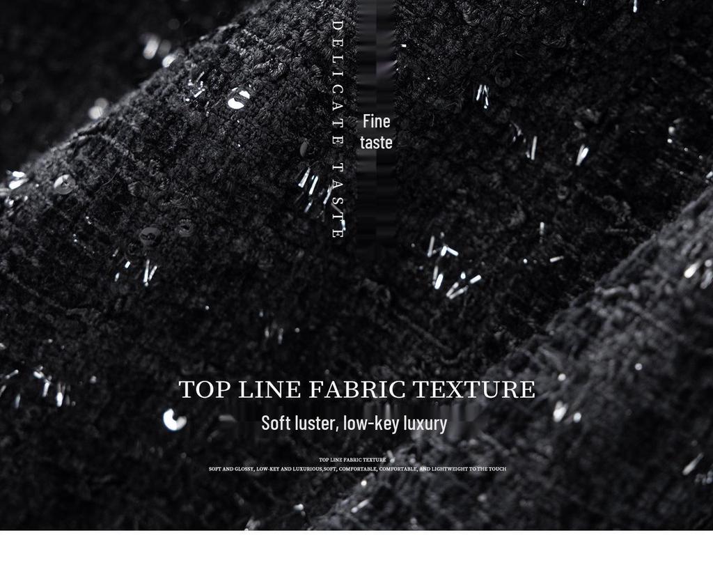 Nanyou Chenille Tweed Skirt with Sequins - Women's Autumn/Winter Fragrance Style Dress