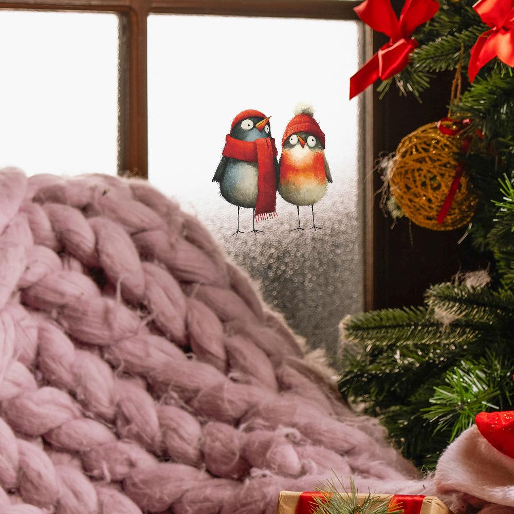 Weihnachtsdekoration Niedlicher kleiner Vogel Glastüren und Fenster Heimverschönerung und Dekoration Fensteraufkleber
