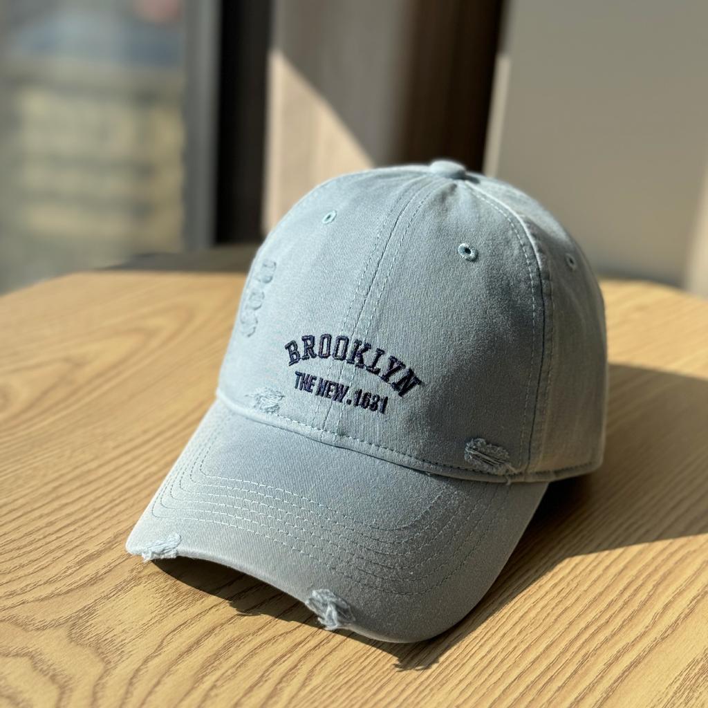 Spring/Summer New Style Distressed Letter Embroidery Soft Top Baseball Cap, Unisex, Fashionable, Casual, Versatile, High-Quality Trendy