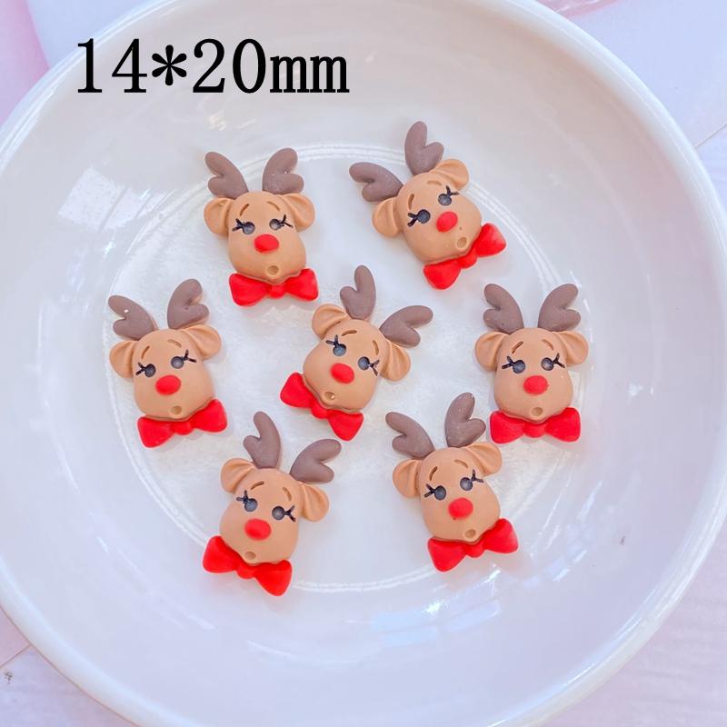 20PCS Cute cartoon Santa Claus, deer head, Christmas tree Resin Crafts Scrapbooking Phone Decor Embellishments DIY Accessories