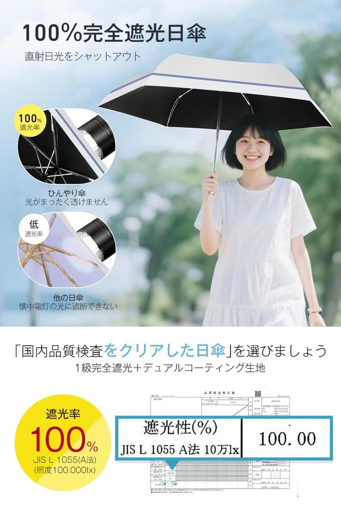 JIS Certified UV Protection Complete Folding Parasol with UV and Heat Protects Against Heatstroke and Folding Umbrella with Automatic Windproof and