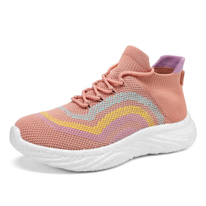 2025 Spring Korean Breathable Flyknit Women s Running Shoes - Unisex Sports Sneakers 44