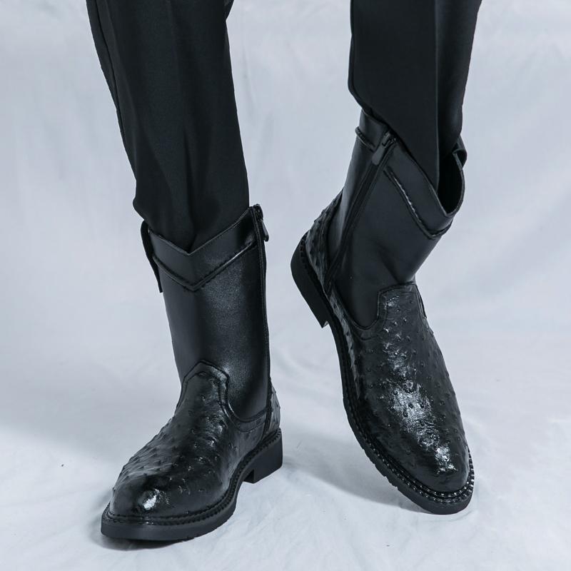 Fashion High top business men's leather shoes Classic design styles Leisure  Formal Party Or daily office Outdoor motorcycle boots -46