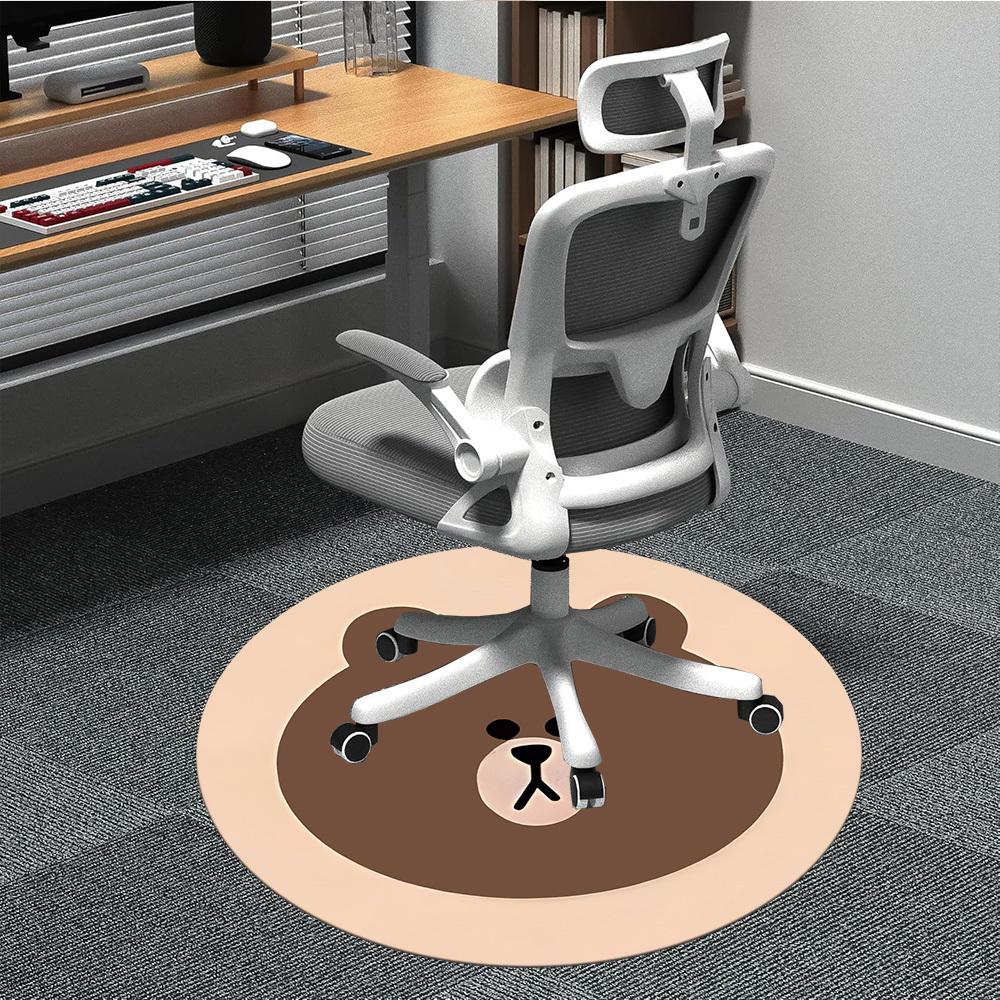 1pc Brown Bear Line Office Round Area Rug, Under Office Chairs Bedroom Living Room Home Decor  a1022189