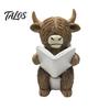 Decorative Cow Statue Highland Bathroom Figurine Funny Scottish Cattle Sitting on Toilet Resin Calf Bedroom Animal Ornament Bathing Sculpture for Home