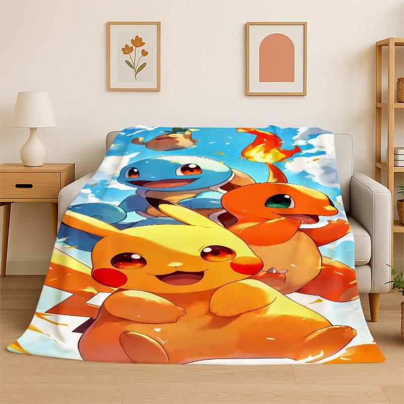 

Cute Pokemon Pikachu Cartoon Flannel Blanket Soft Warm Throw Blanket for Bedroom Living Room Bed Travel Camping Picnic Kid 75x90cm