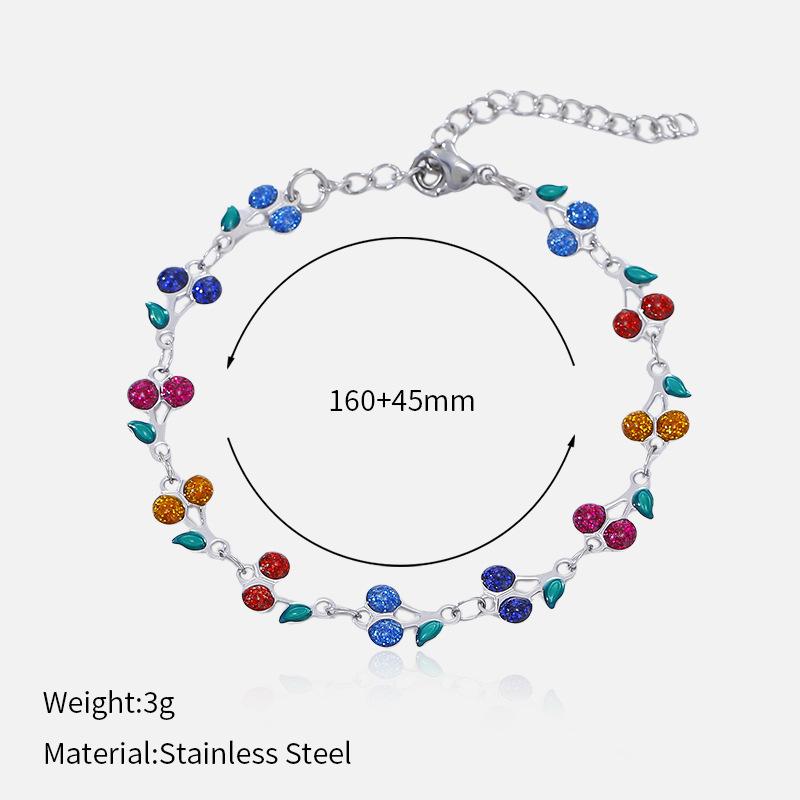 Popular ins casual and elegant wind titanium steel bracelet fruit cherry bracelet 18k gold electroplated stainless steel bracelet