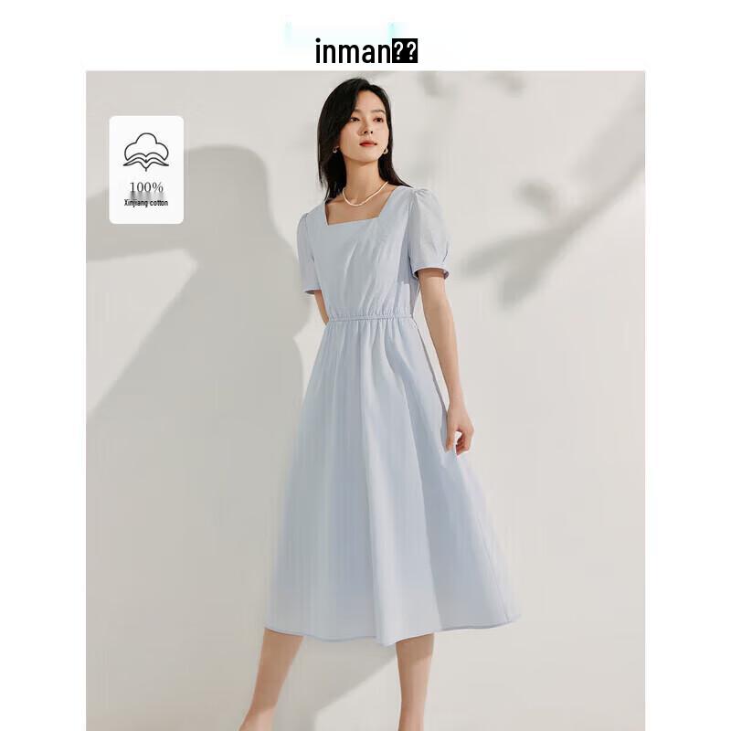 

Women s French Square Neck Poplin Midi Dress S