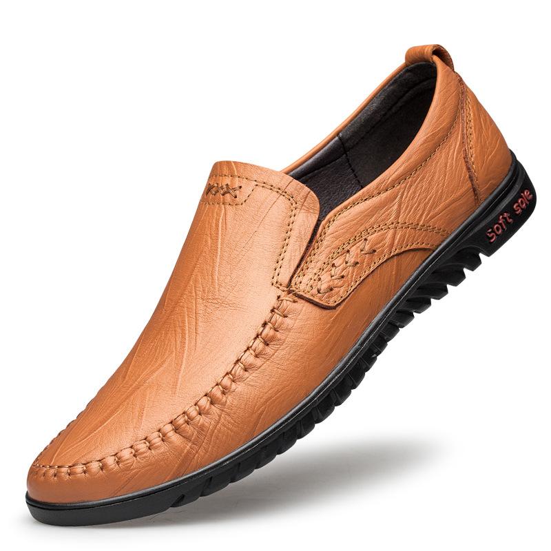 Sandals Men's Shoes Carved Hollow Leather Shoes Men's Soft Sole Breathable Casual One Pedal Lazy Cowhide Business Leather Shoes