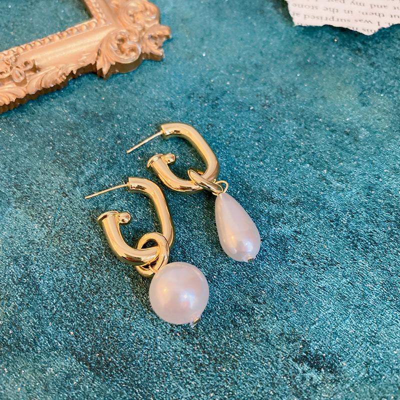 Drop Earrings Set Big Circle Piercings Earrings Jewelry for Women Imitation Pearl Hoop Cute Ear Buckle