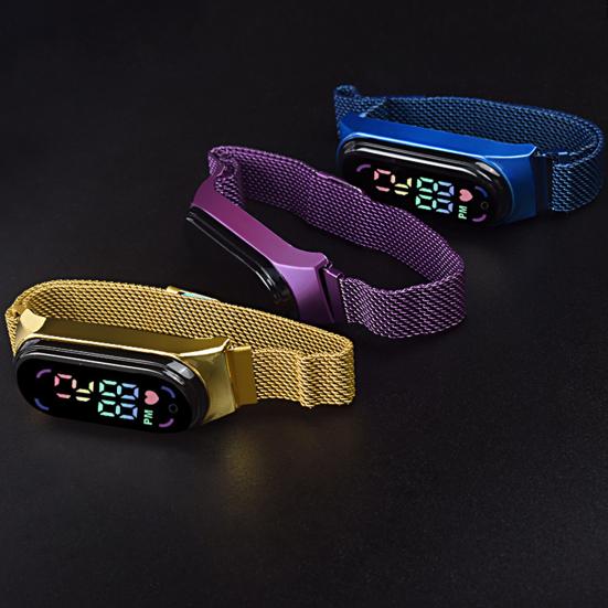 Relógio Eletrônico Magnético Multifuncional Ajustável Tela LED À Prova d'Água Mostrador Retangular Relógio de Estudante Uso Diário