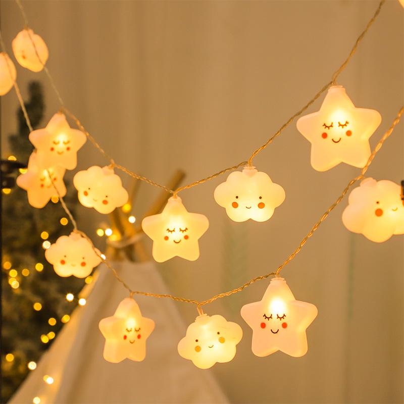 Creative LED Rainbow Star String Lights - Cloud Design for Kids' Rooms, Courtyard Decor, and Tent Atmosphere