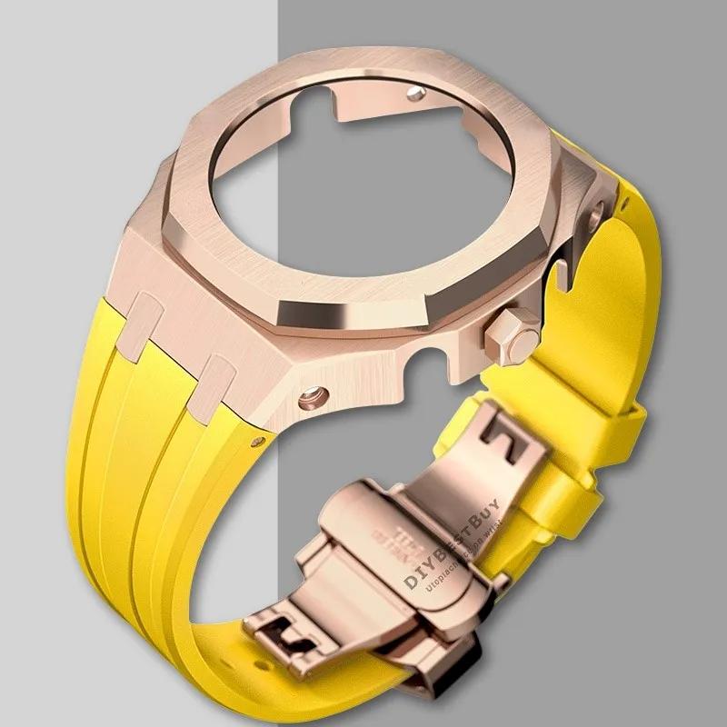 Ny Gen5 Casioak-fodral i rostfritt stål för G-Shock GA2100 Mod-kit Modifieringssats Metallram gummiband för GA2110 GAB2100