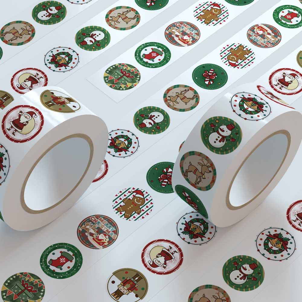 500Pcs/Roll Merry Christmas Cartoon Stickers Christmas Santa Claus Decoration Decals Toys Gifts Waterproof DIY Laptop Fridge