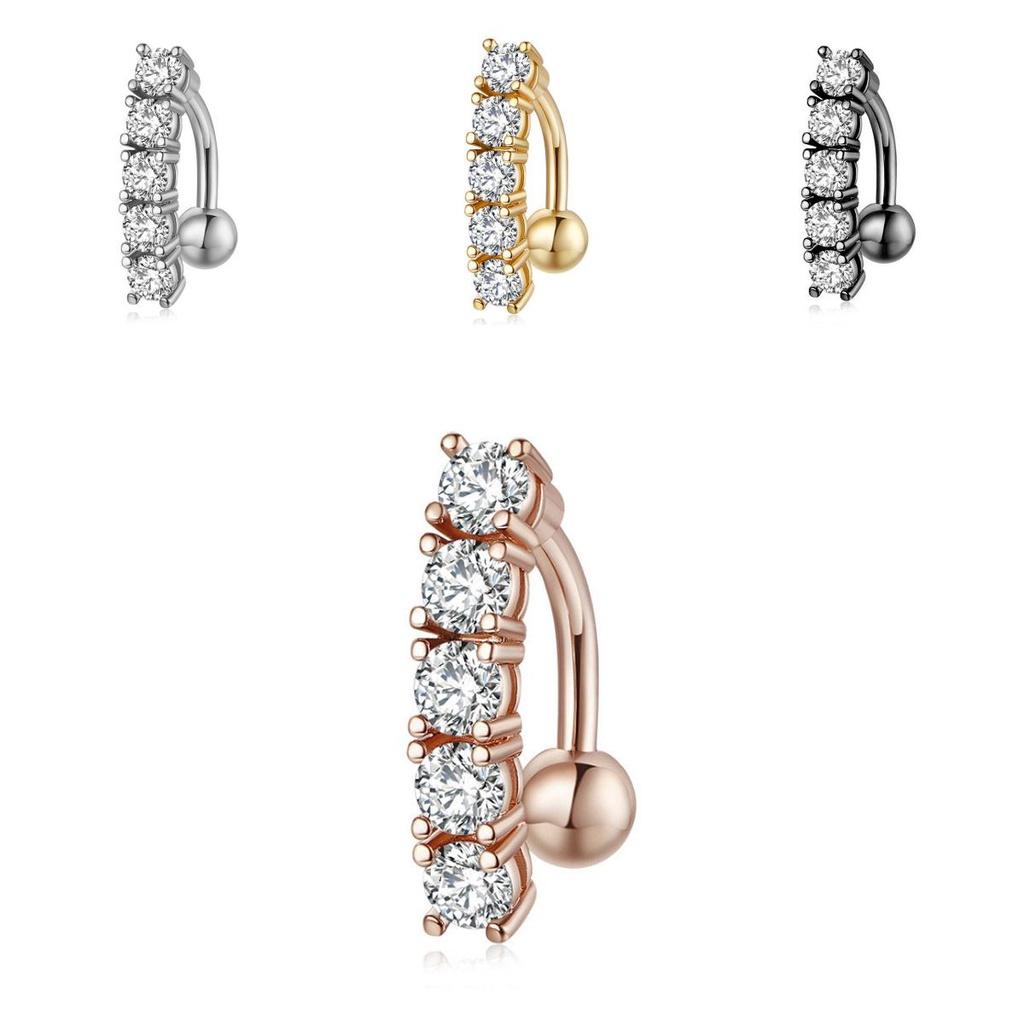 Stylish Stainless Steel Cz Inlaid Belly Button Ring Wholesale Piercing Jewelry