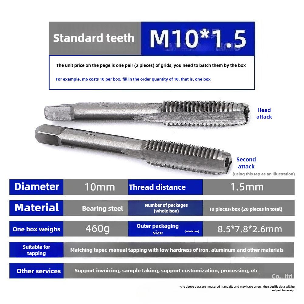 High Speed Steel Thread Tap Set M3-M24 Straight Fluted Hand Taps for DIY Woodworking Machinery