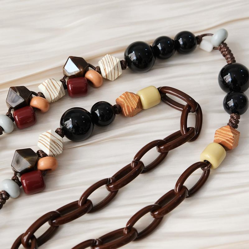 New Phone Accessory Cellphone Chain Anti Lost Universal Amber Beaded Lanyard Shoulder Neck Crossbody SmartPhone Strap Case Chain