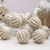 Handcrafted Foam Christmas Ornaments Set With Beaded Garland Tree Decoration White Cream