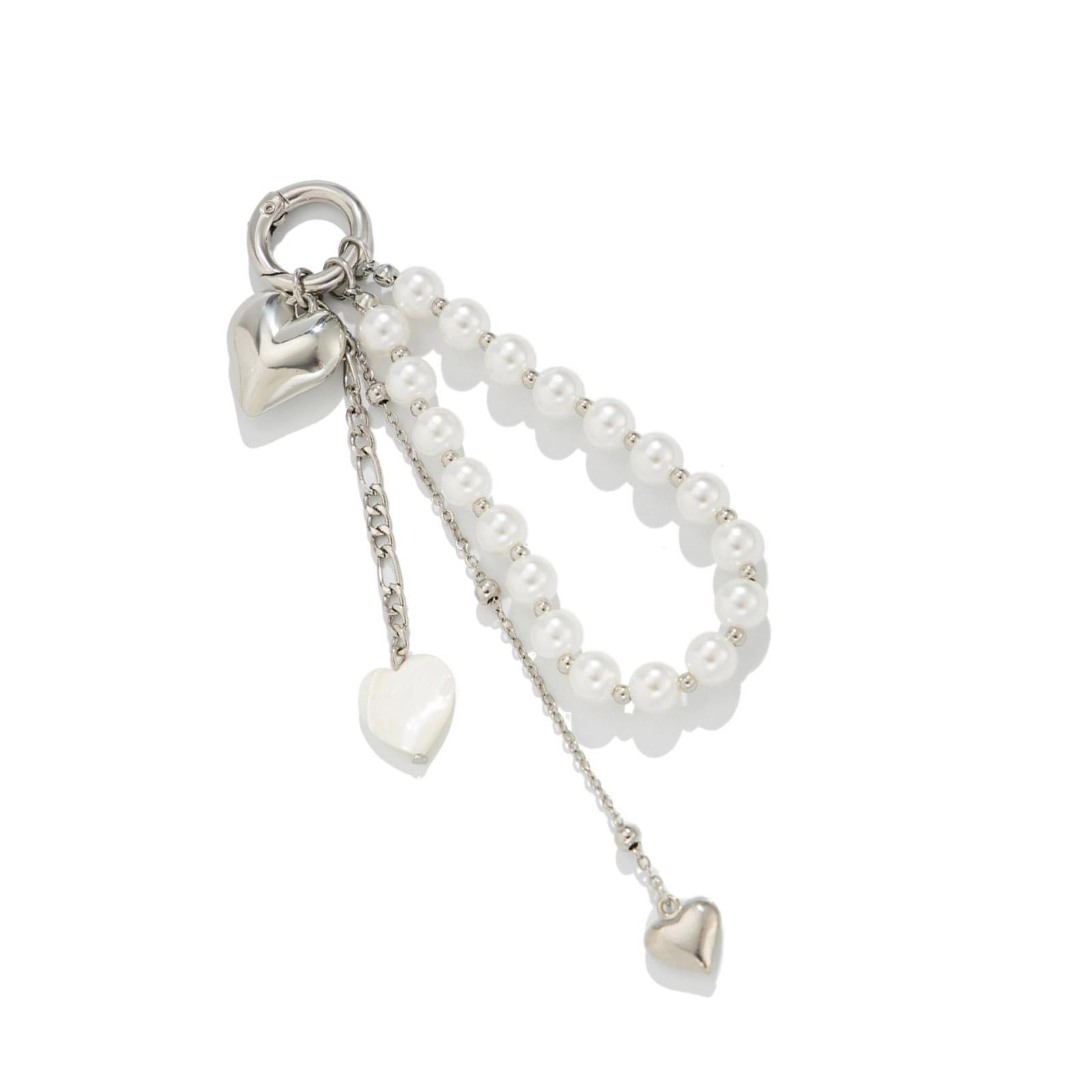 

Элегантный брелок для ключей в форме сердца с бусинами, подвеска для ключей в виде сердца, украшение для сумки, сплавная текстура, держатель для ключей, подходит для подарка 1