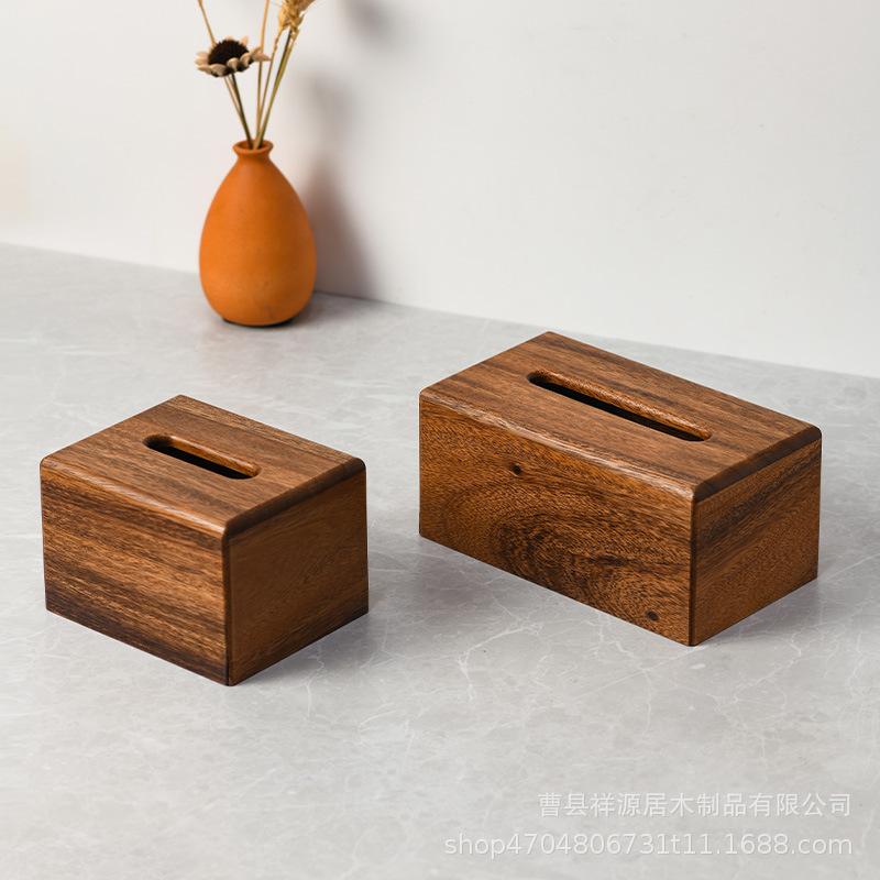 Деревянная коробка для салфеток из акации - Прочная, креативная подставка для салфеток для гостиной Large Acacia Wood