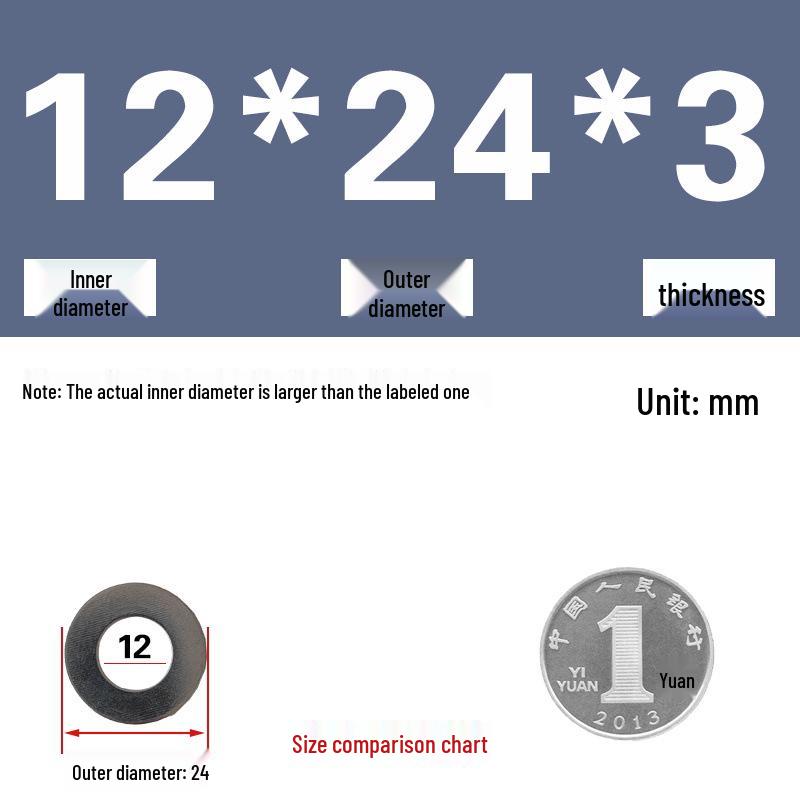 Galvanized Metal Flat Washer - Thin, Thickened, Enlarged Edge, Round, Sizes M3 to M10