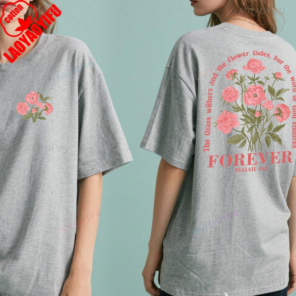 Boho Women T-Shirt Vintage Floral Tshirt Flower Graphic Cotton Tee Trendy Clothes