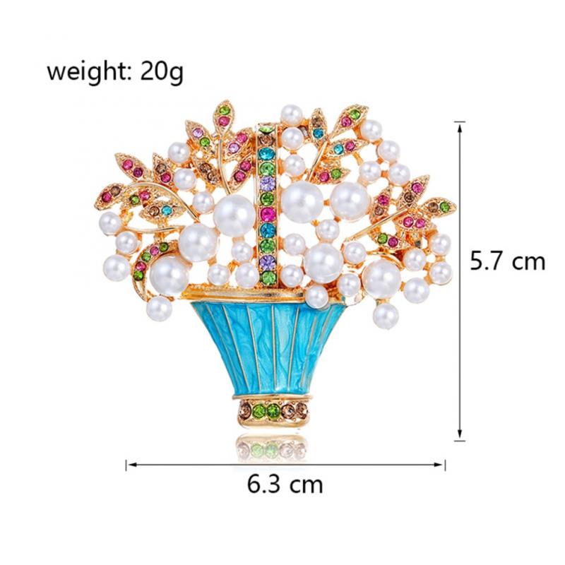 Women's flower basket brooch, colorful crystal flower basket brooch, decorated with rhinestones.