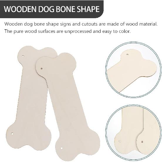 Dog Bone Wood Sign Blank Wooden Plaque Unfinished Wood DIY Crafts Hanging Sign for Puppy Pet House Door Wall Decoration 20Pcs