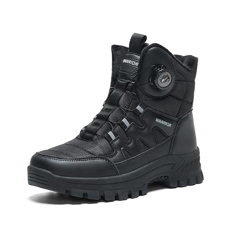 Warrior Slip-Resistant Warm Thickened Fleece Autumn Winter Comfortable Versatile Trendy Mid-Calf Snow Boots Kids Boots Black WBN(JS)-190204