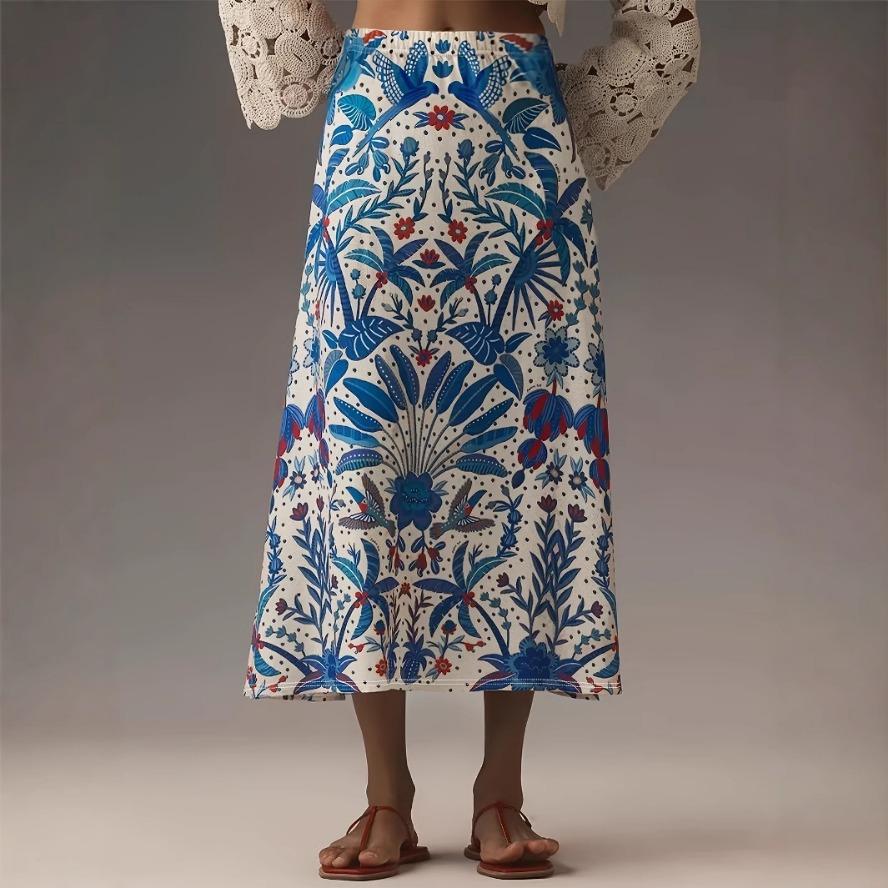 

YYFS Женские повседневные юбки с цветочным принтом на лето и весну XXL